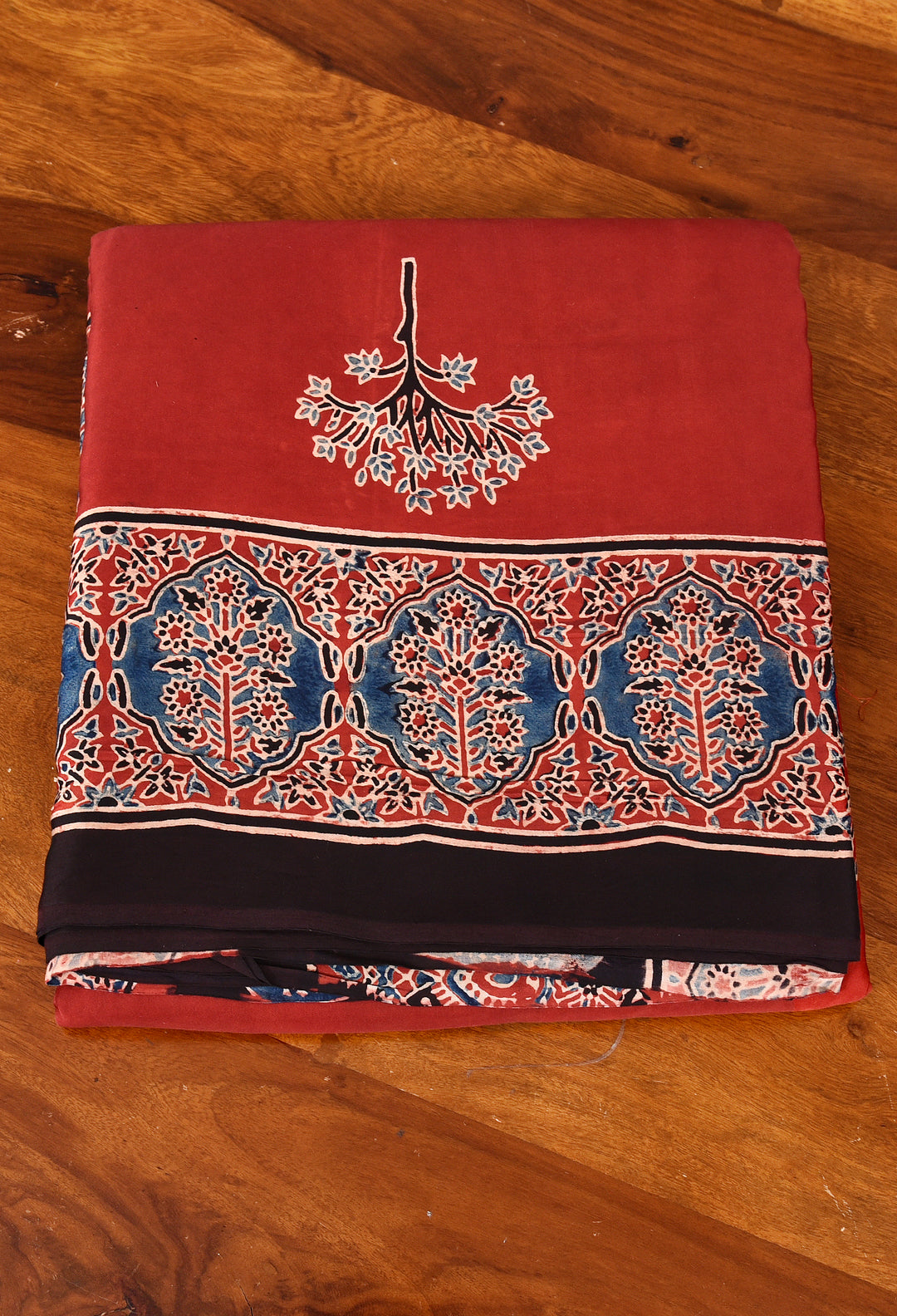 DVIJA  : AJRAKH HANDBLOCK MODAL SILK SAREE