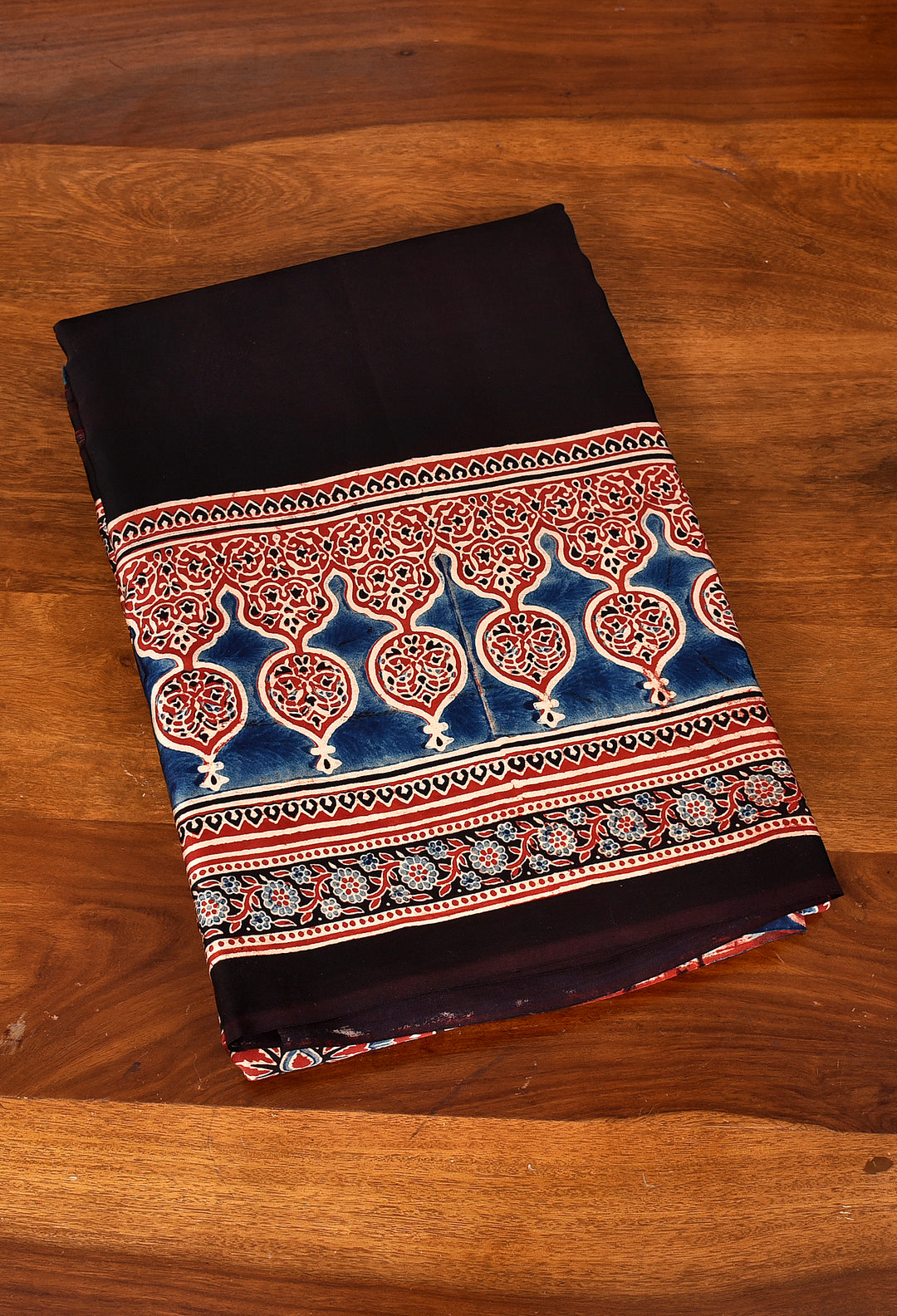 INAKSHI  : AJRAKH HANDBLOCK MODAL SILK SAREE