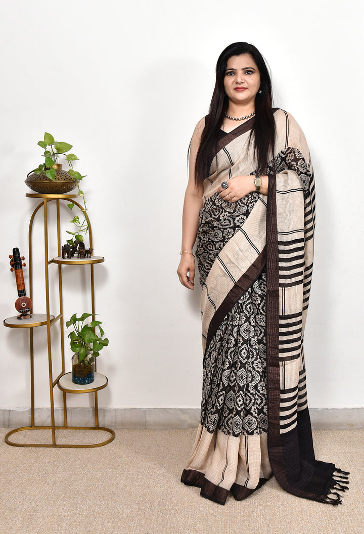 SMRITI : AJRAKH HANDBLOCK KOTA MULBERRY SILK SAREE