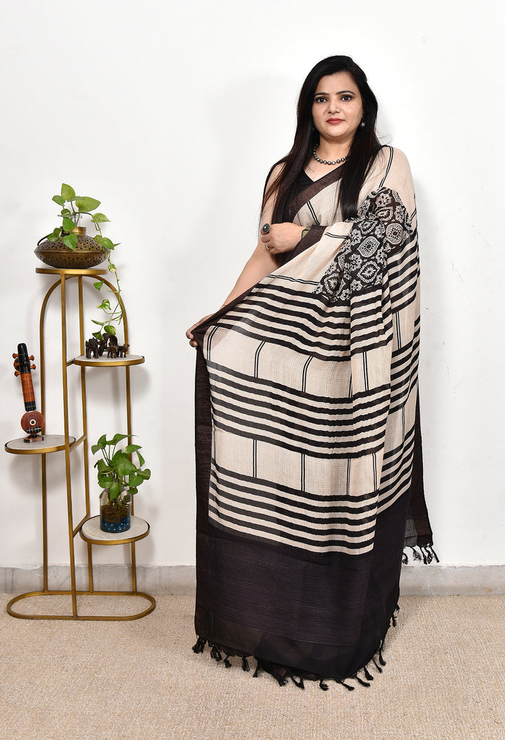 SMRITI : AJRAKH HANDBLOCK KOTA MULBERRY SILK SAREE
