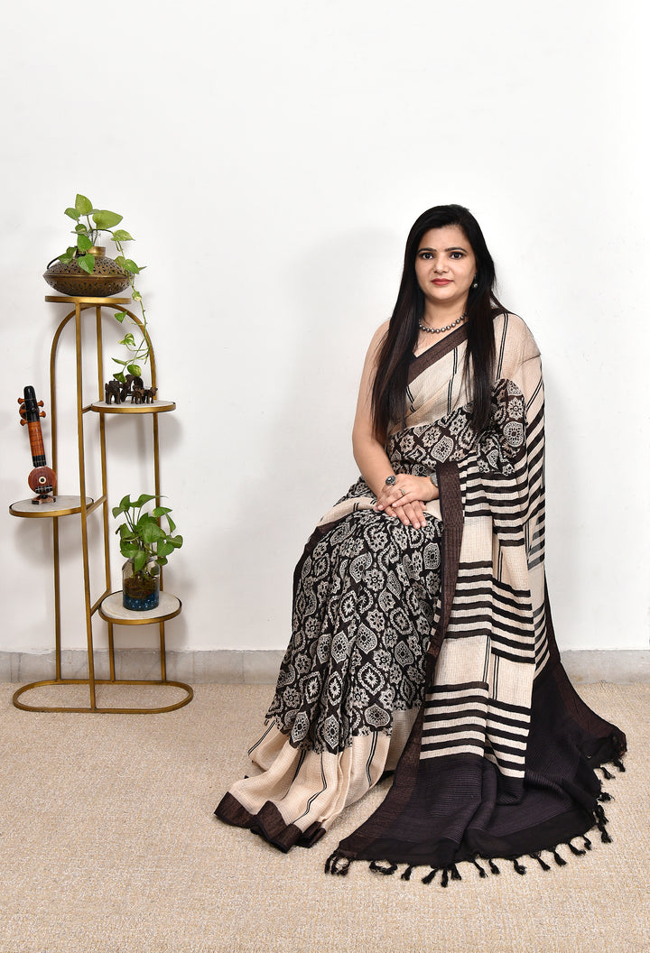 SMRITI : AJRAKH HANDBLOCK KOTA MULBERRY SILK SAREE