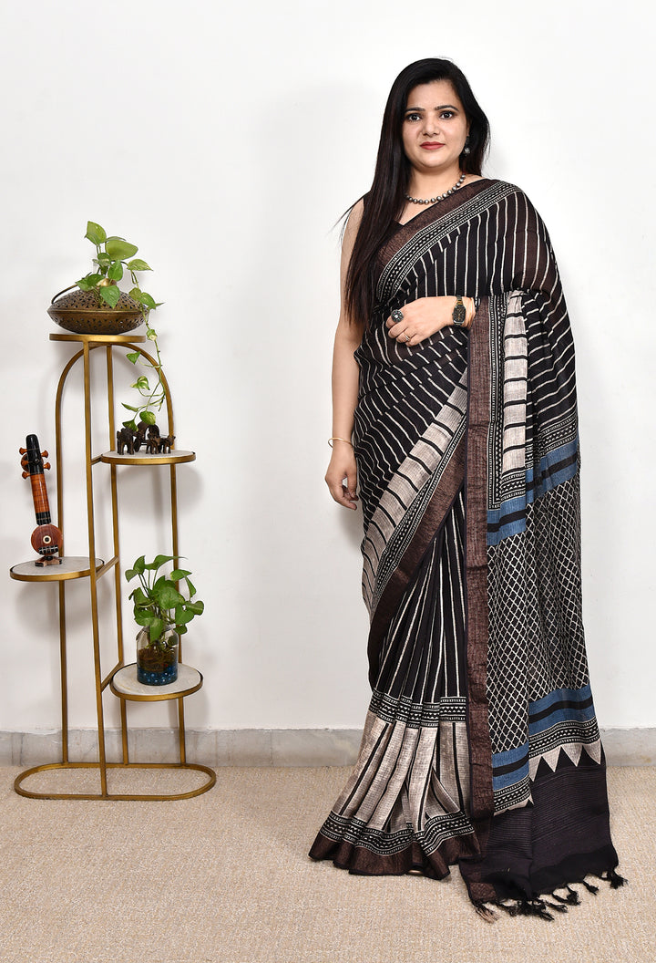 PAYALIYA  : AJRAKH HANDBLOCK KOTA MULBERRY SILK SAREE