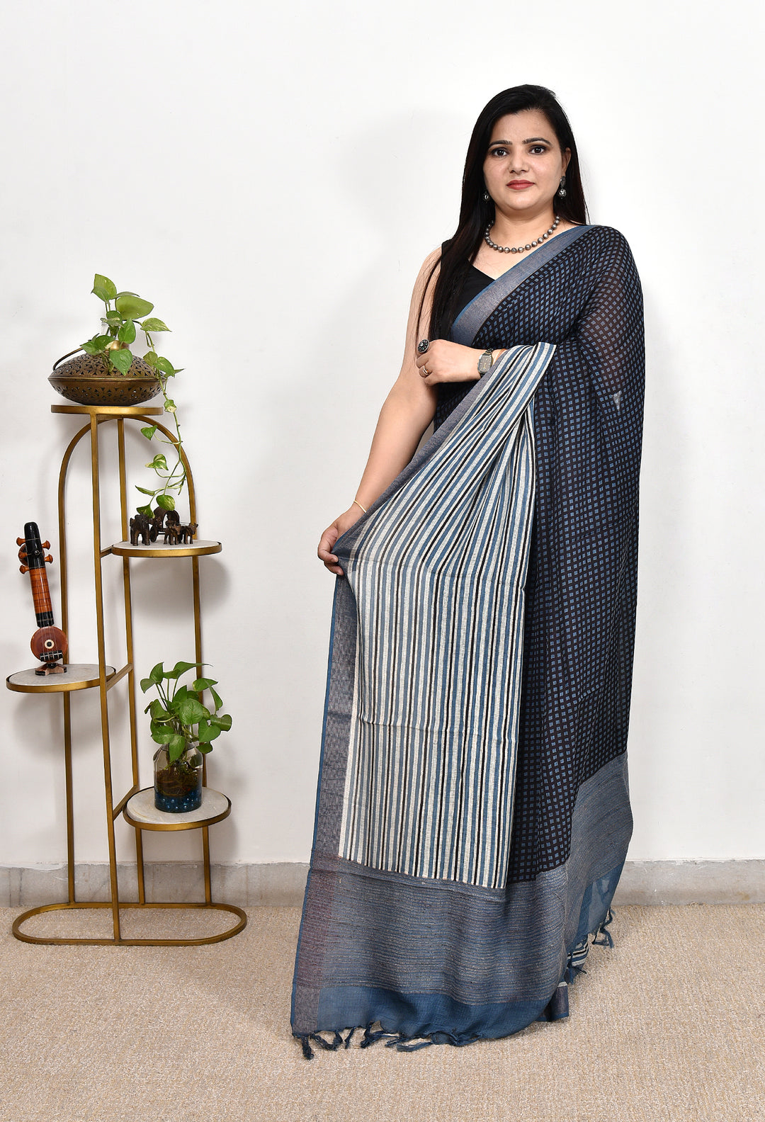 REMINYA : AJRAKH HANDBLOCK KOTA MULBERRY SILK SAREE