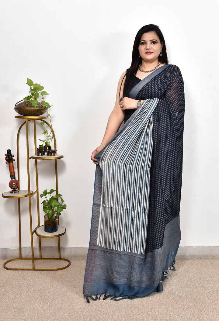 REMINYA : AJRAKH HANDBLOCK KOTA MULBERRY SILK SAREE