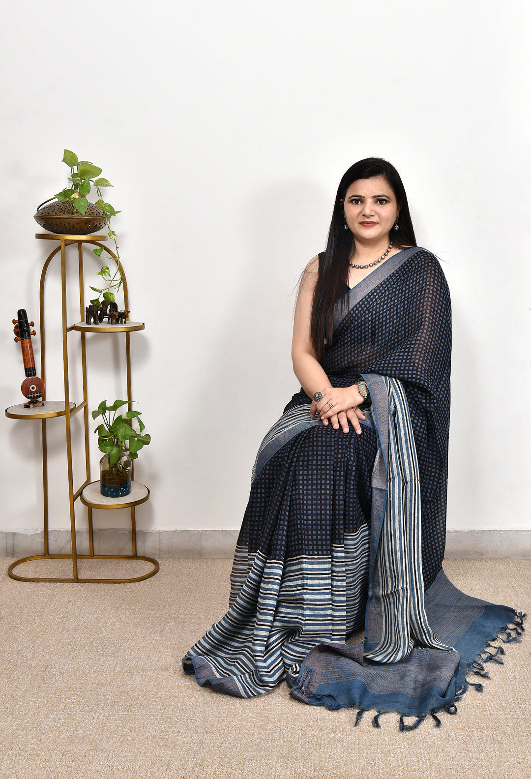 REMINYA : AJRAKH HANDBLOCK KOTA MULBERRY SILK SAREE