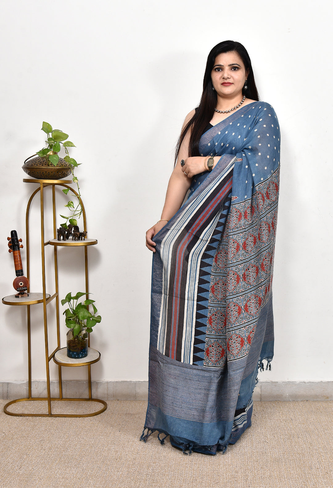 BHAWNA : AJRAKH HANDBLOCK KOTA MULBERRY SILK SAREE