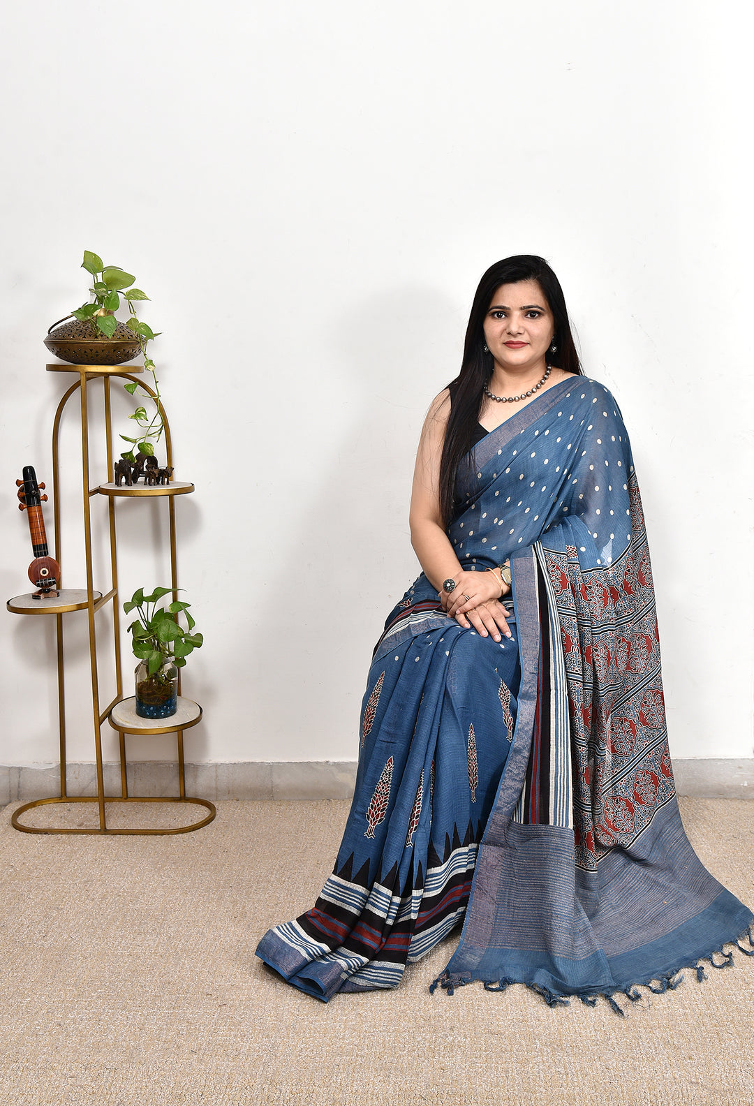 BHAWNA : AJRAKH HANDBLOCK KOTA MULBERRY SILK SAREE