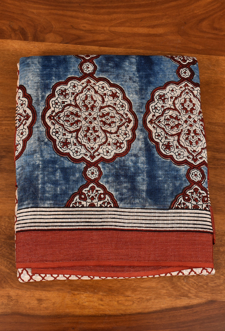 JHARNA : AJRAKH HANDBLOCK KOTA MULBERRY SILK SAREE