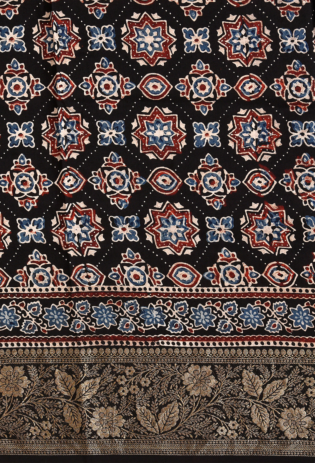 NUKTA  : AJRAKH DOLA SILK SAREE WITH NAKSHI ZARI PALLU