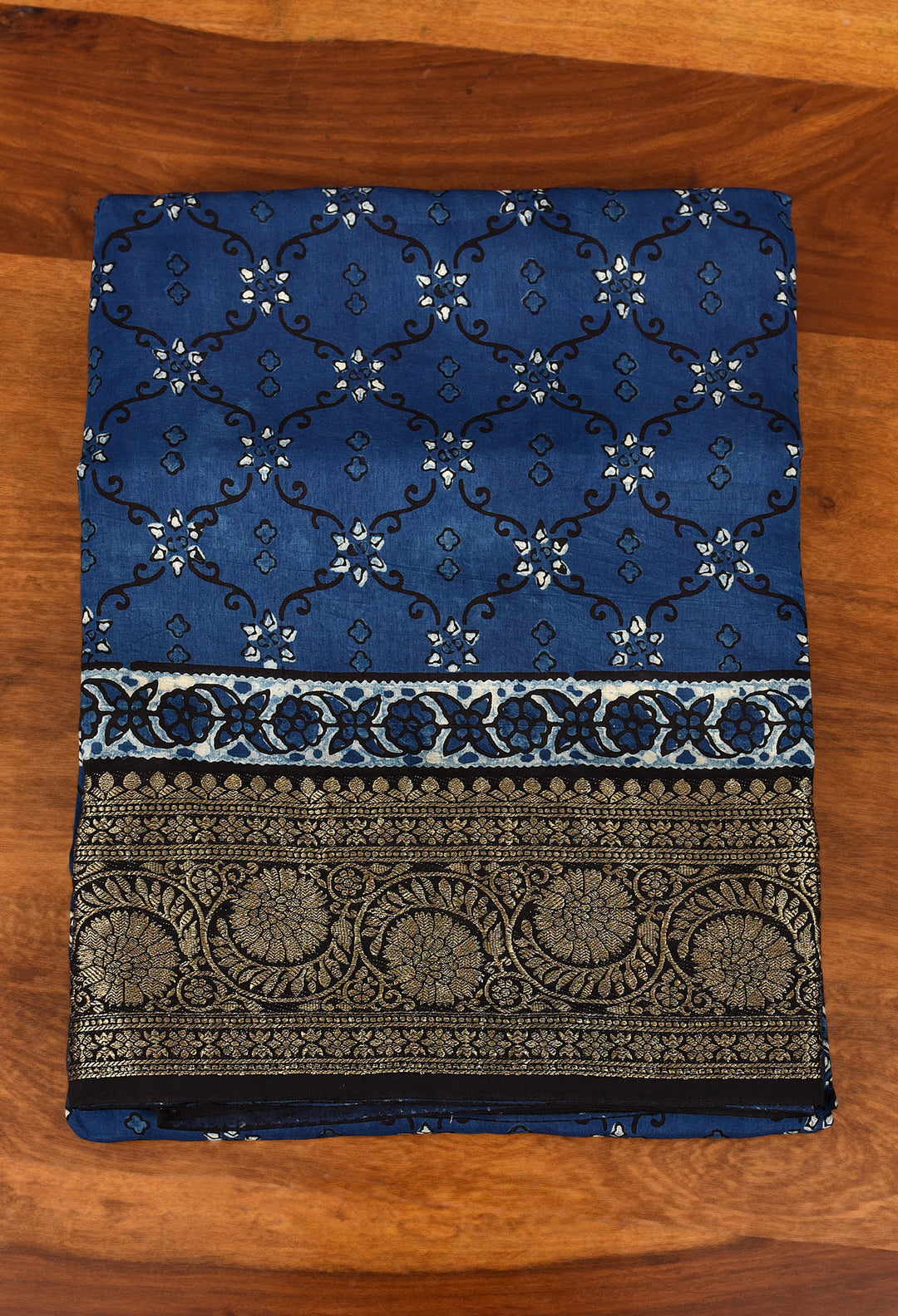 DIMPY : AJRAKH DOLA SILK SAREE WITH NAKSHI ZARI PALLU