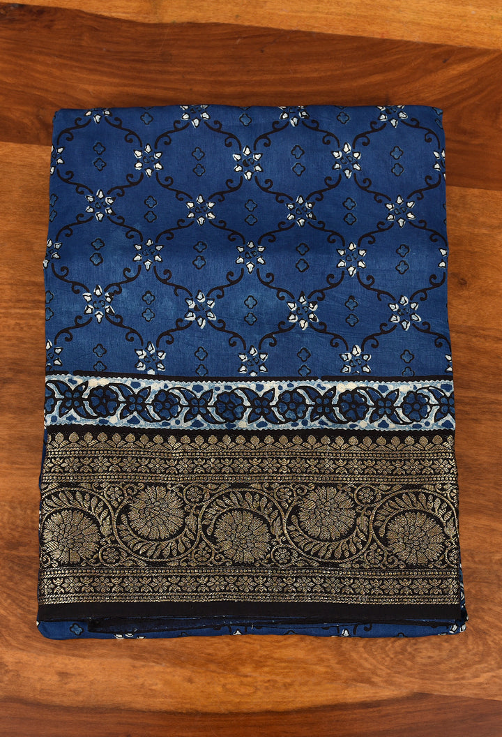 DIMPY : AJRAKH DOLA SILK SAREE WITH NAKSHI ZARI PALLU