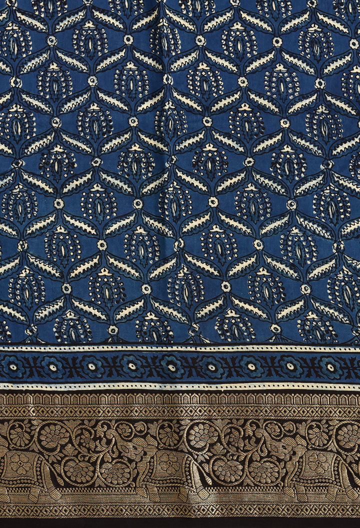 SUMAIDHA : AJRAKH DOLA SILK SAREE WITH NAKSHI ZARI PALLU