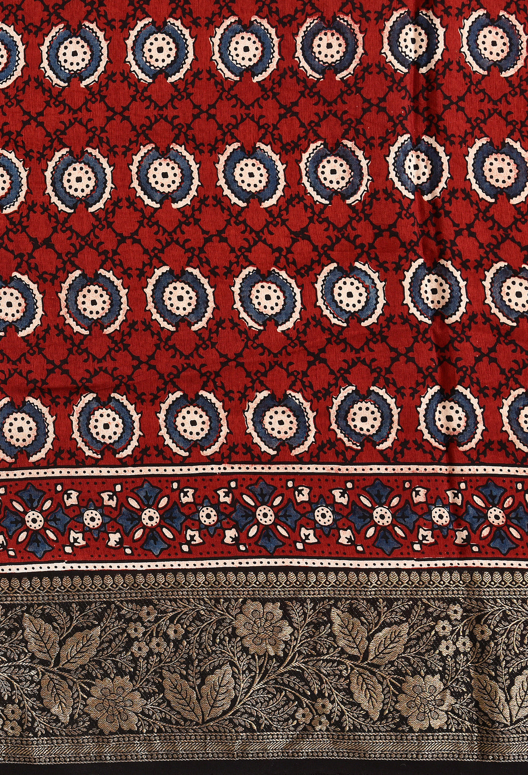 GOMATI : AJRAKH DOLA SILK SAREE WITH NAKSHI ZARI PALLU