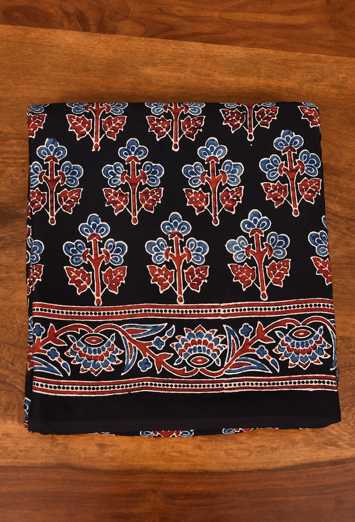 AOSHI : AJRAKH HANDBLOCK MODAL SILK SAREE
