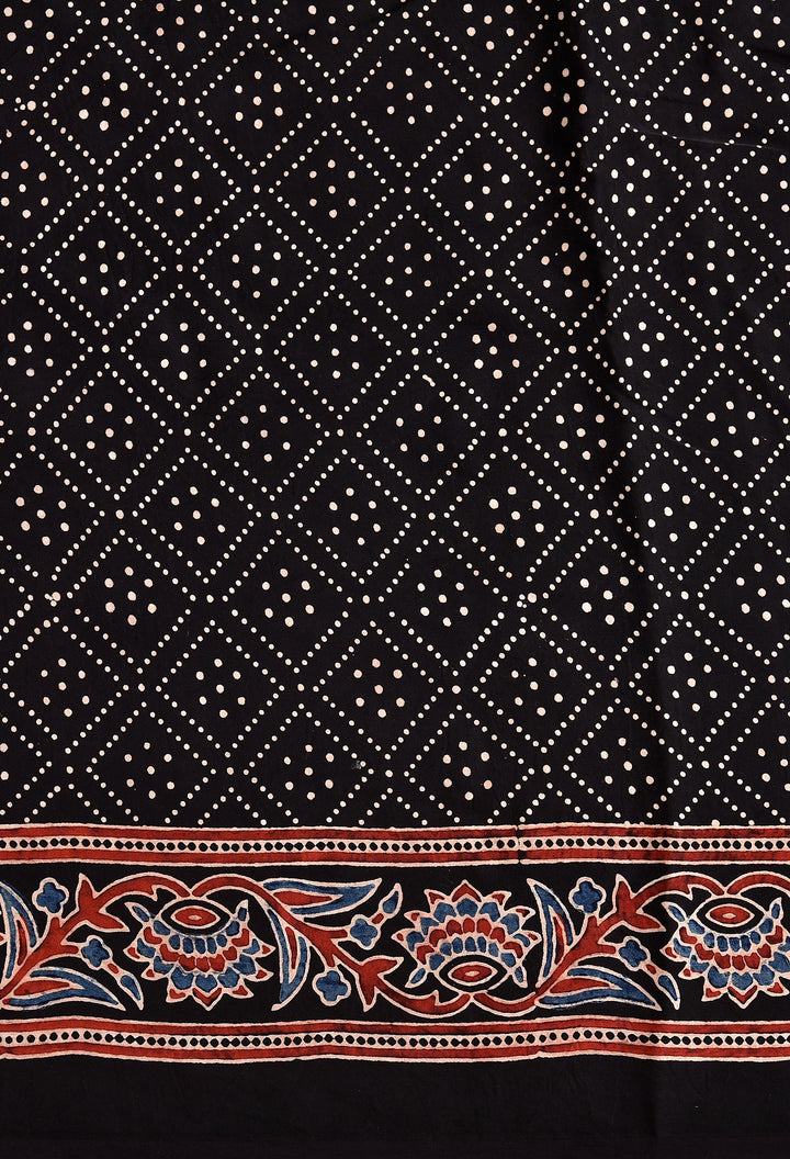 AOSHI : AJRAKH HANDBLOCK MODAL SILK SAREE