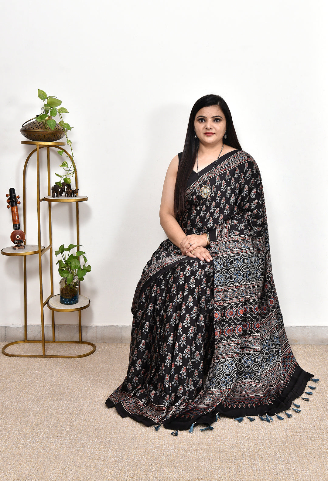 RENIKA : AJRAKH HANDBLOCK MODAL SILK SAREE
