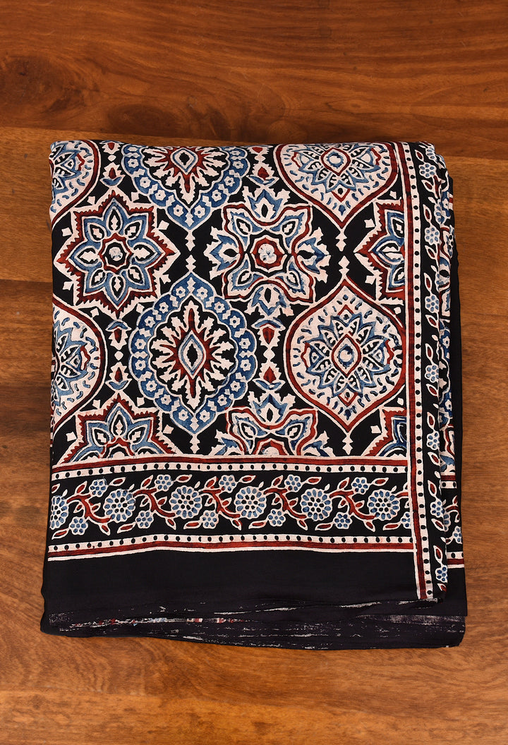 ABHILA : AJRAKH HANDBLOCK MODAL SILK SAREE