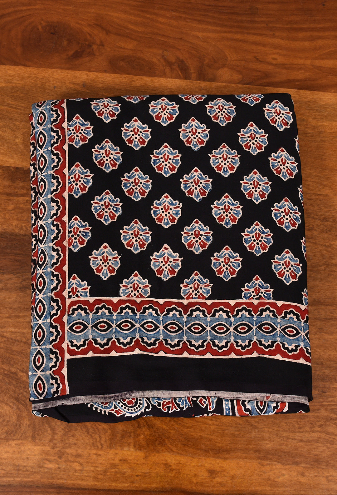 RITUJHA : AJRAKH HANDBLOCK MODAL SILK SAREE