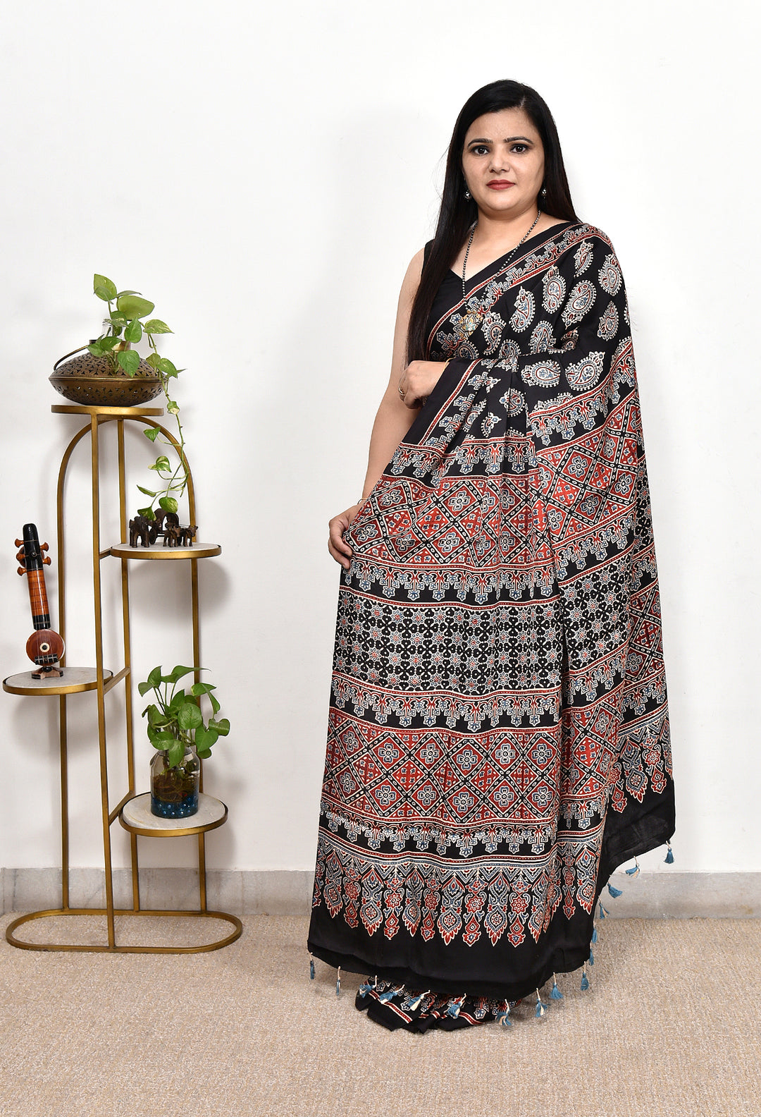 MAYAIRI : AJRAKH HANDBLOCK MODAL SILK SAREE