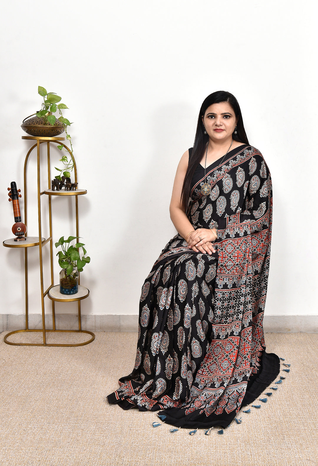 MAYAIRI : AJRAKH HANDBLOCK MODAL SILK SAREE