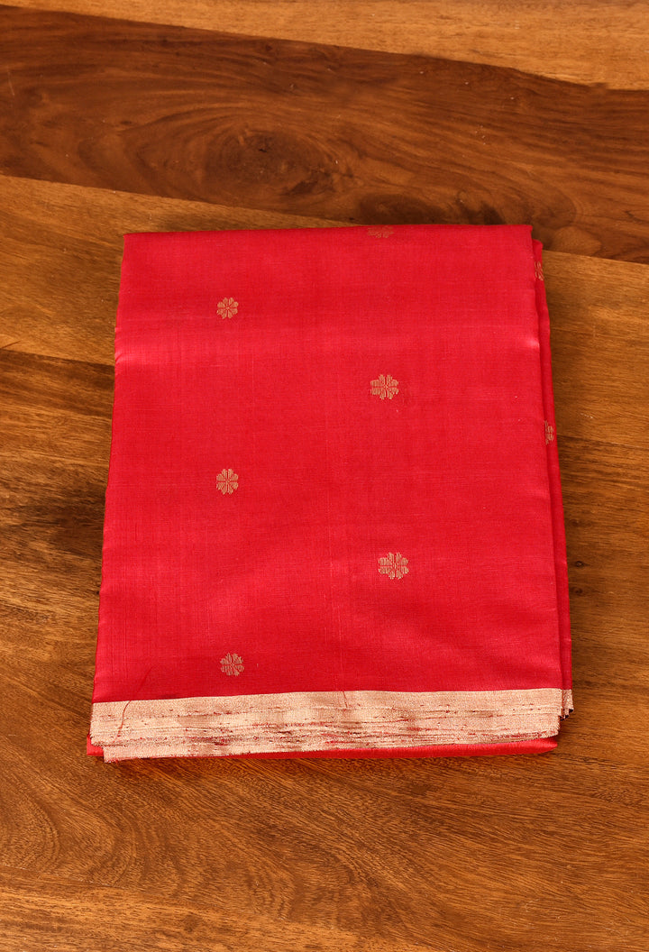 RUDRAKSHI : HANDWOVEN CHANDERI SILK SAREE WITH ZARI BOOTIS ALL OVER