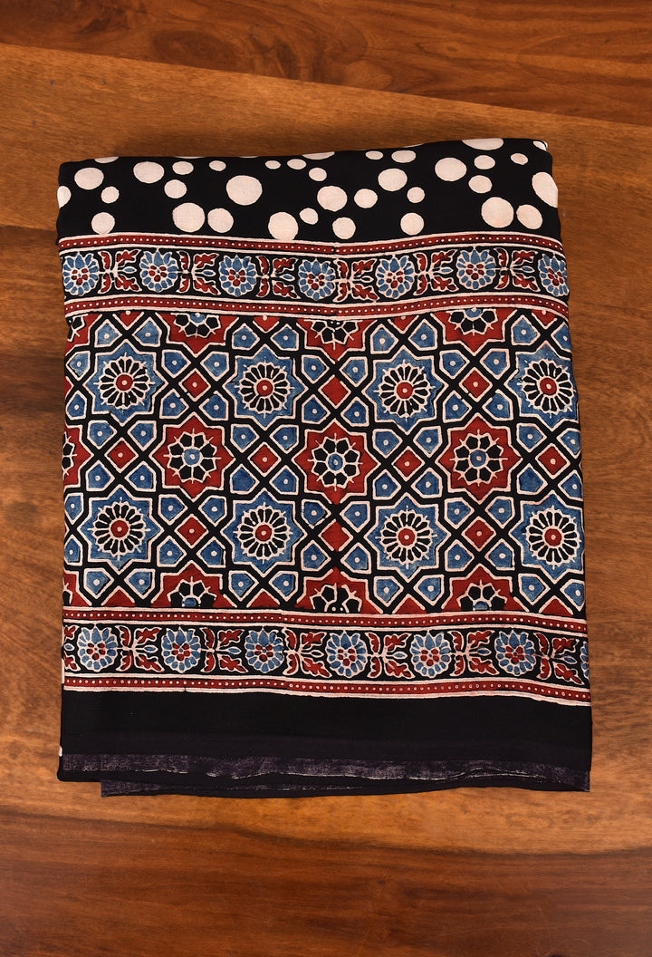 SOBIJHA : AJRAKH HANDBLOCK MODAL SILK SAREE