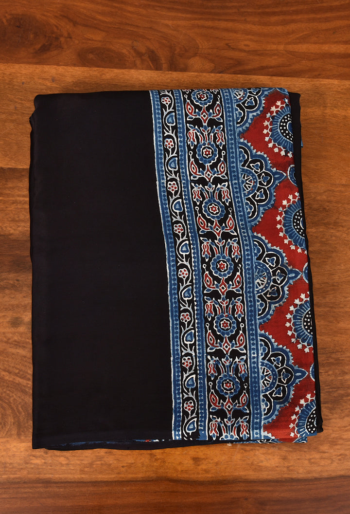 TRIYAMA : AJRAKH HANDBLOCK MODAL SILK SAREE