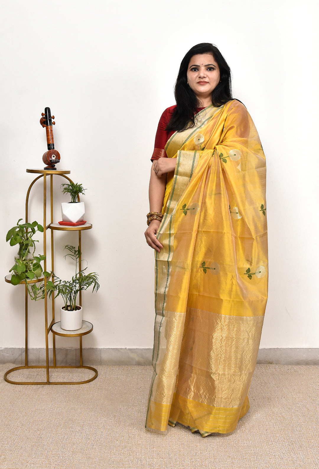 SAUNDARYA : HANDWOVEN CHANDERI PATTU SILK SAREE WITH MEENA BUTI
