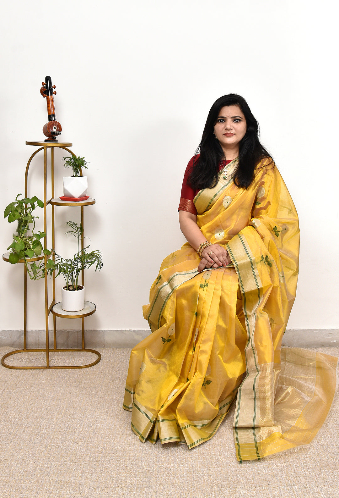 SAUNDARYA : HANDWOVEN CHANDERI PATTU SILK SAREE WITH MEENA BUTI