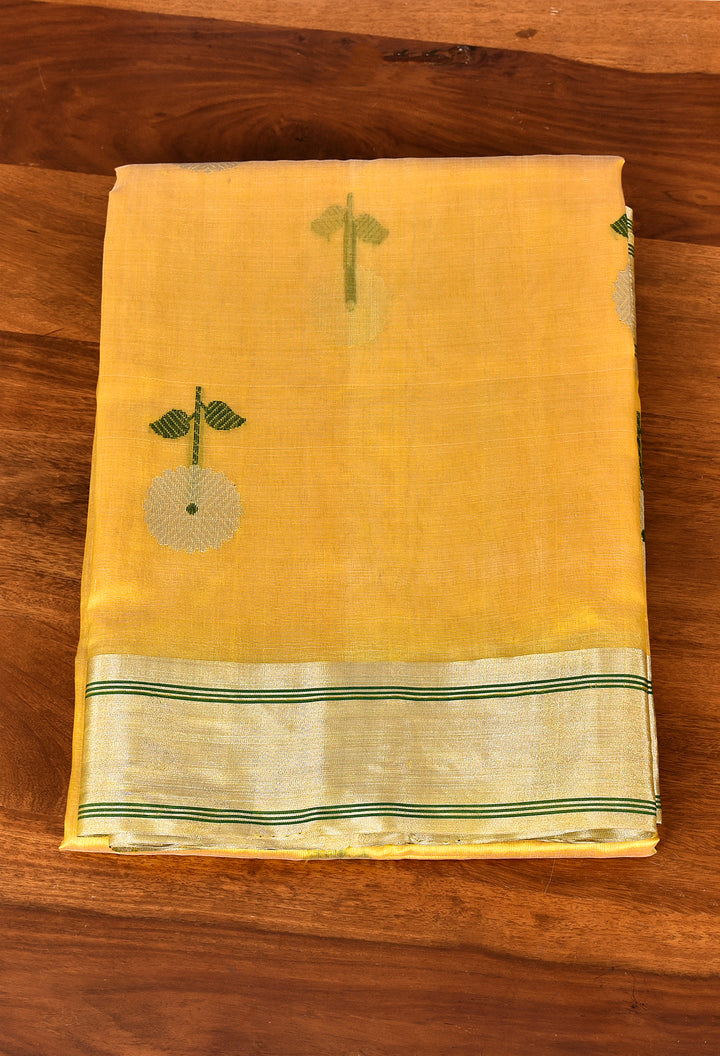 SAUNDARYA : HANDWOVEN CHANDERI PATTU SILK SAREE WITH MEENA BUTI