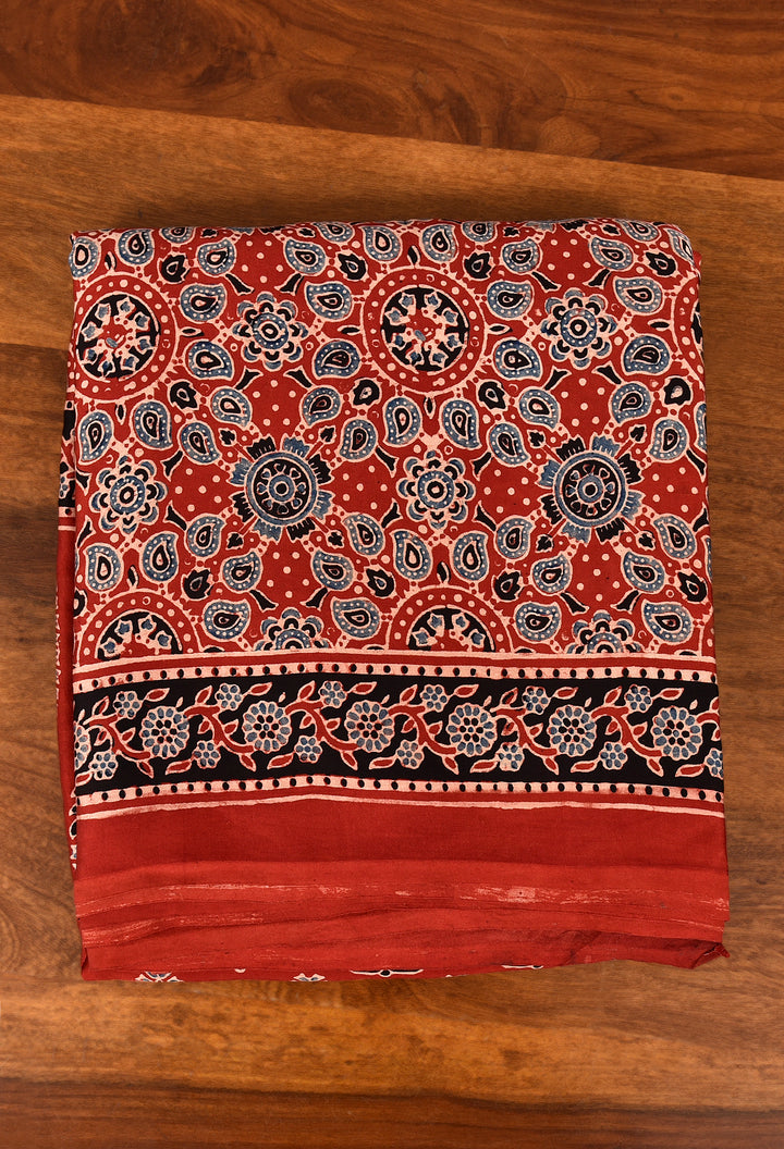 ALAYAA : AJRAKH HANDBLOCK MODAL SILK SAREE