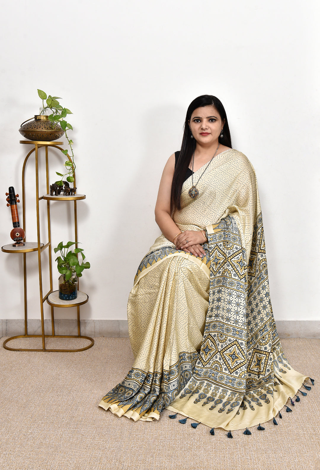 VANSHAA : AJRAKH HANDBLOCK MODAL SILK SAREE