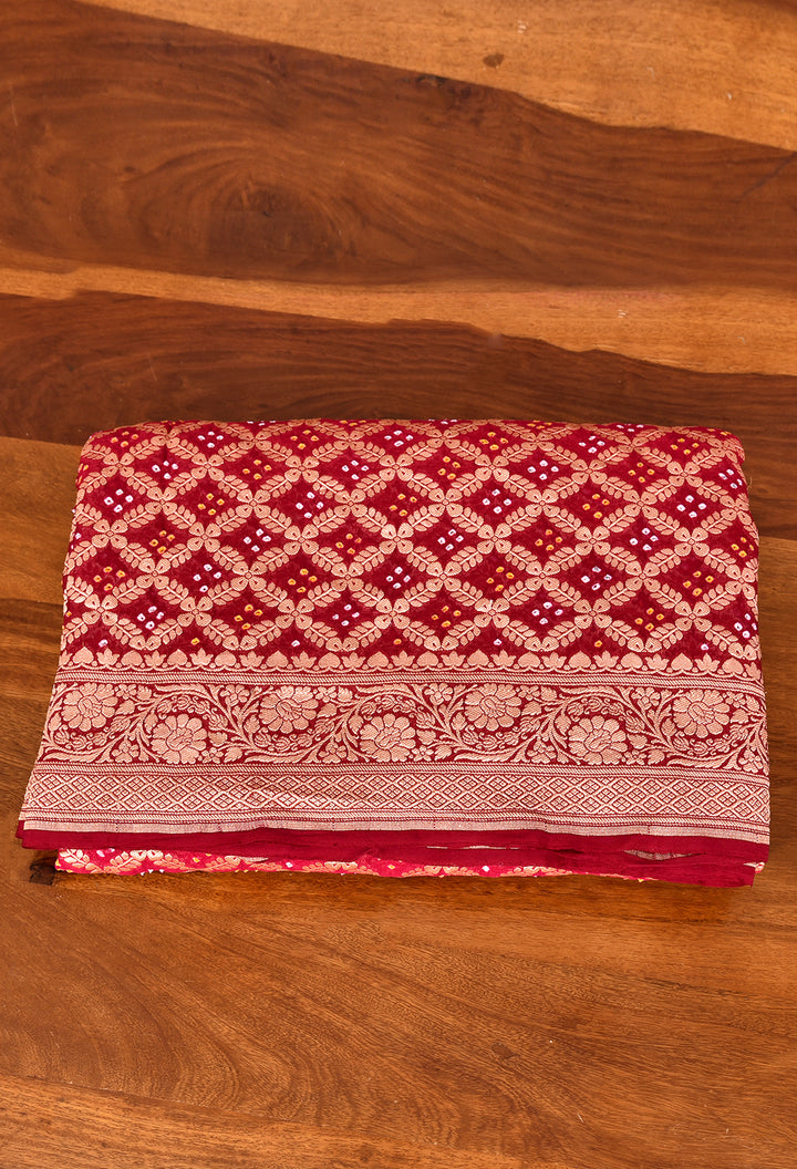 NIHARIKA : GEORGETTE JANGLA JAAL RAI BANDHEJ SAREE