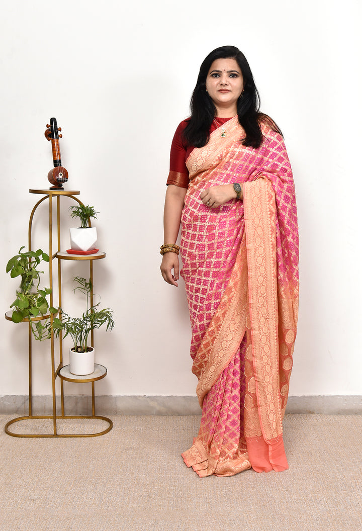 SHILPA : GEORGETTE JANGLA JAAL RAI BANDHEJ SAREE