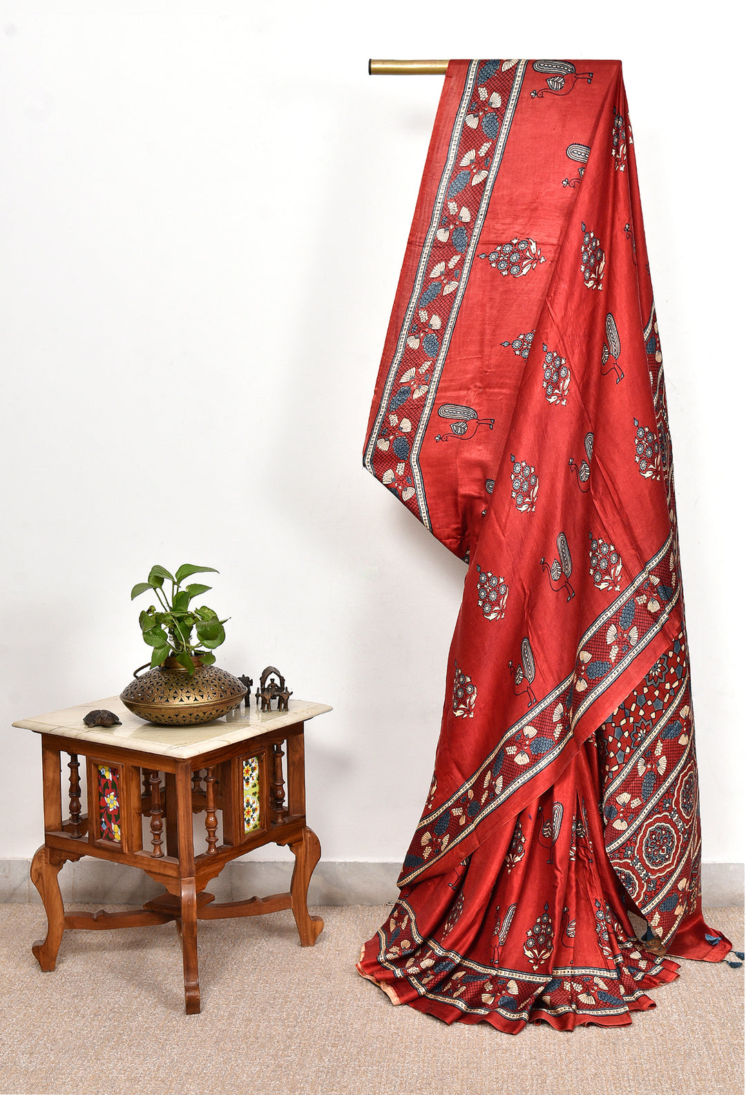 QURBAT : AJRAKH HANDBLOCK PURE GAJJI SILK SAREE
