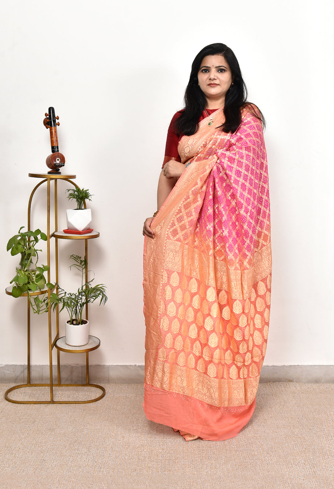 SHILPA : GEORGETTE JANGLA JAAL RAI BANDHEJ SAREE
