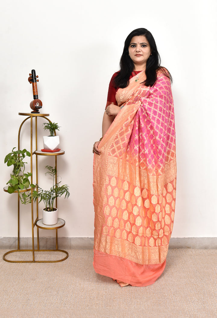 SHILPA : GEORGETTE JANGLA JAAL RAI BANDHEJ SAREE