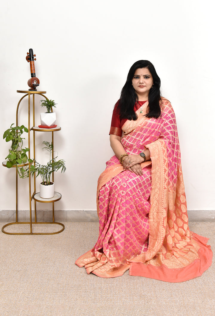 SHILPA : GEORGETTE JANGLA JAAL RAI BANDHEJ SAREE