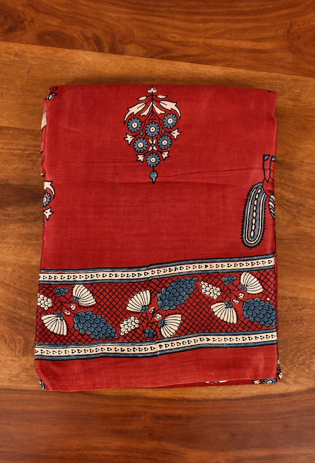 QURBAT : AJRAKH HANDBLOCK PURE GAJJI SILK SAREE
