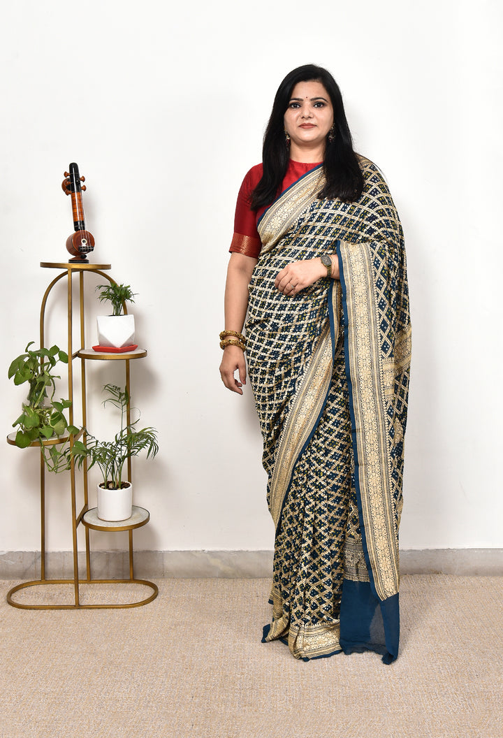 MOHITA : GEORGETTE JANGLA JAAL RAI BANDHEJ SAREE