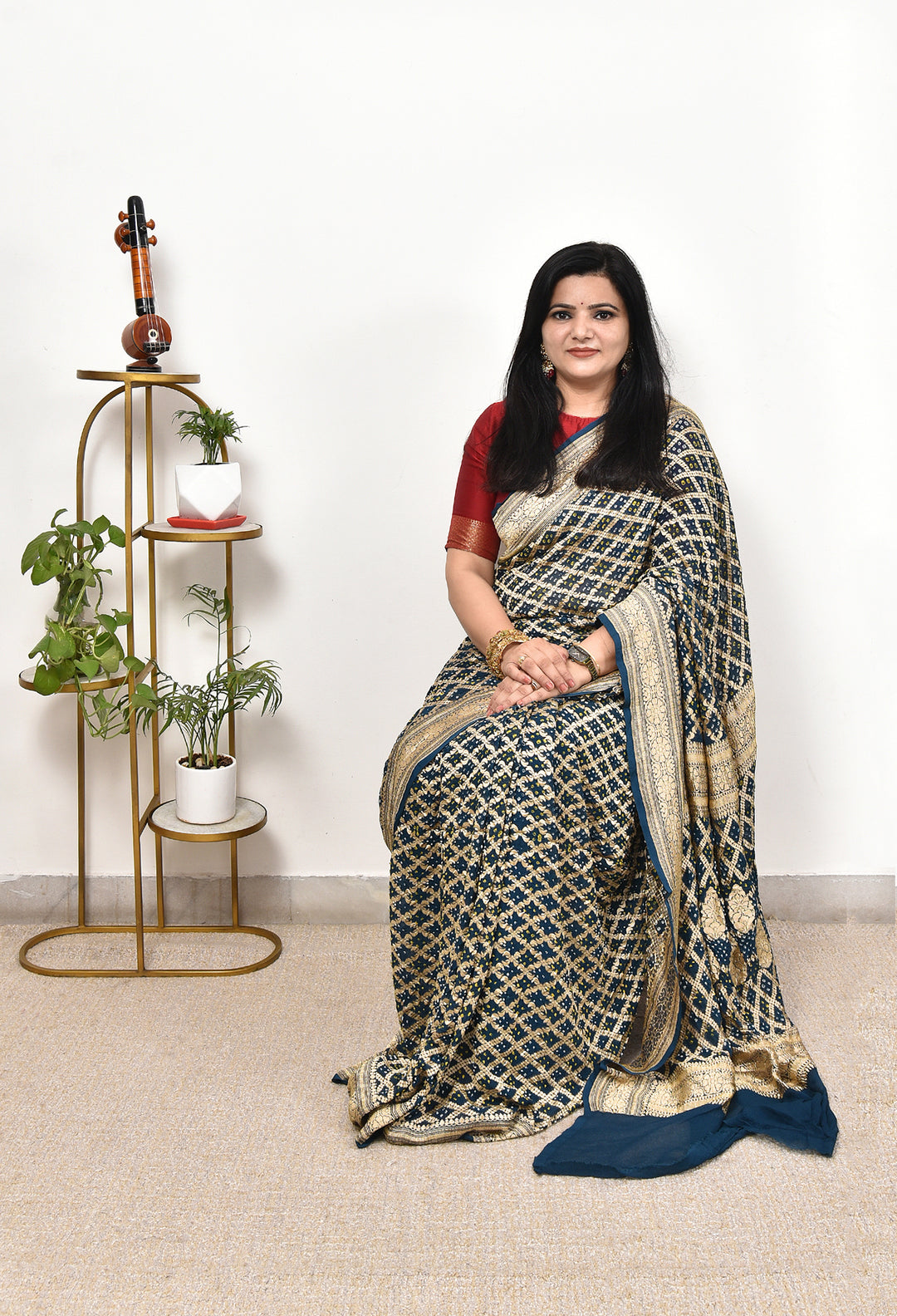 MOHITA : GEORGETTE JANGLA JAAL RAI BANDHEJ SAREE