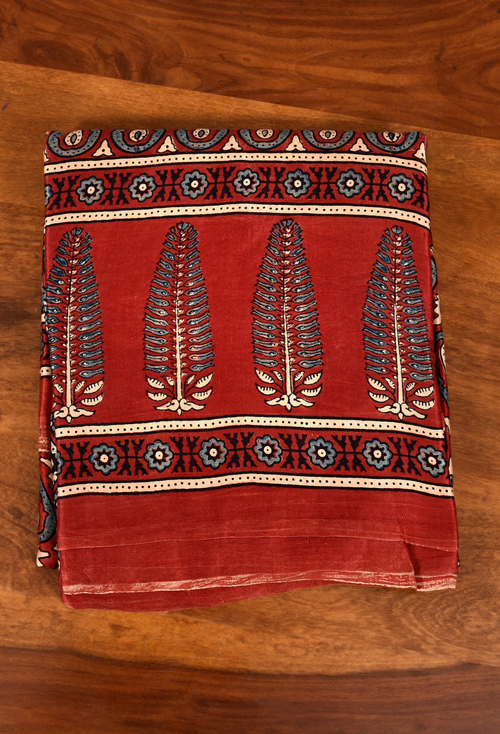 JAINIKA : AJRAKH HANDBLOCK PURE GAJJI SILK SAREE