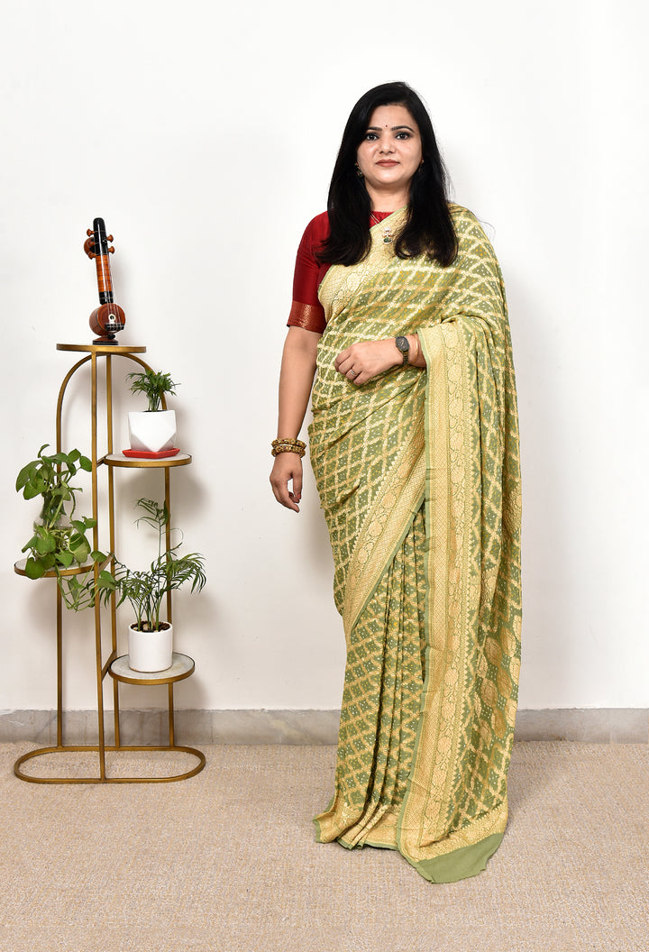 SHIPRA : GEORGETTE JANGLA JAAL RAI BANDHEJ SAREE