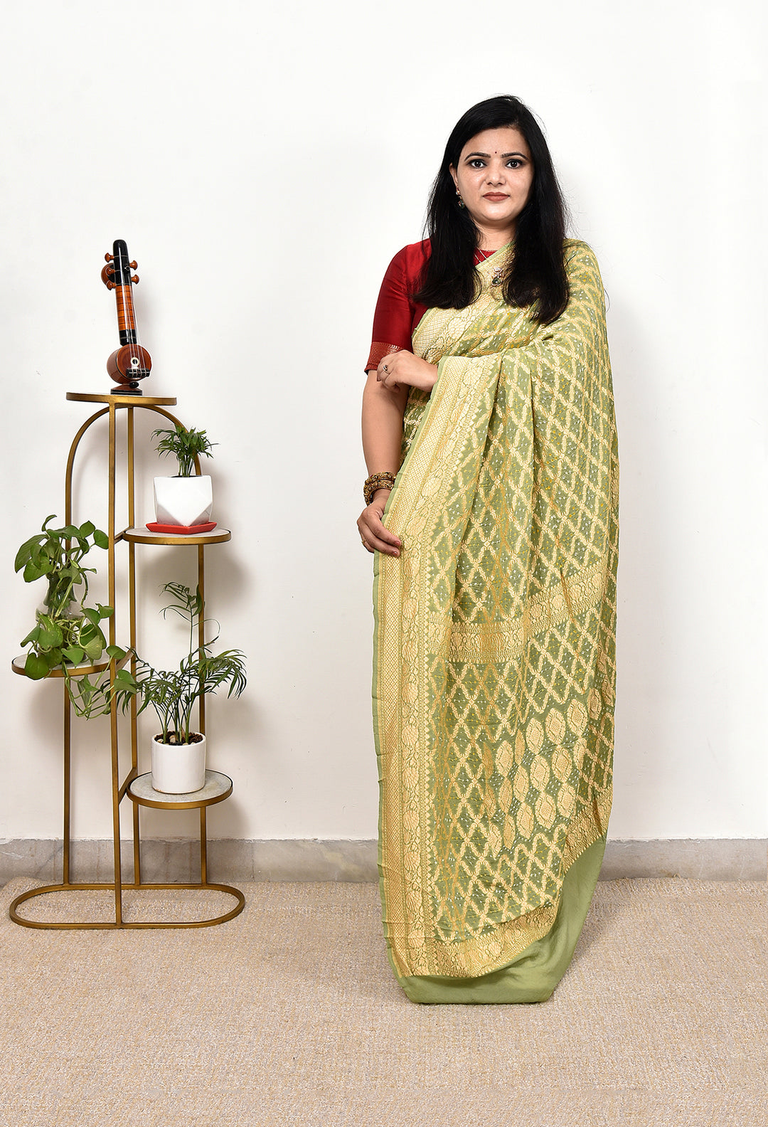 SHIPRA : GEORGETTE JANGLA JAAL RAI BANDHEJ SAREE