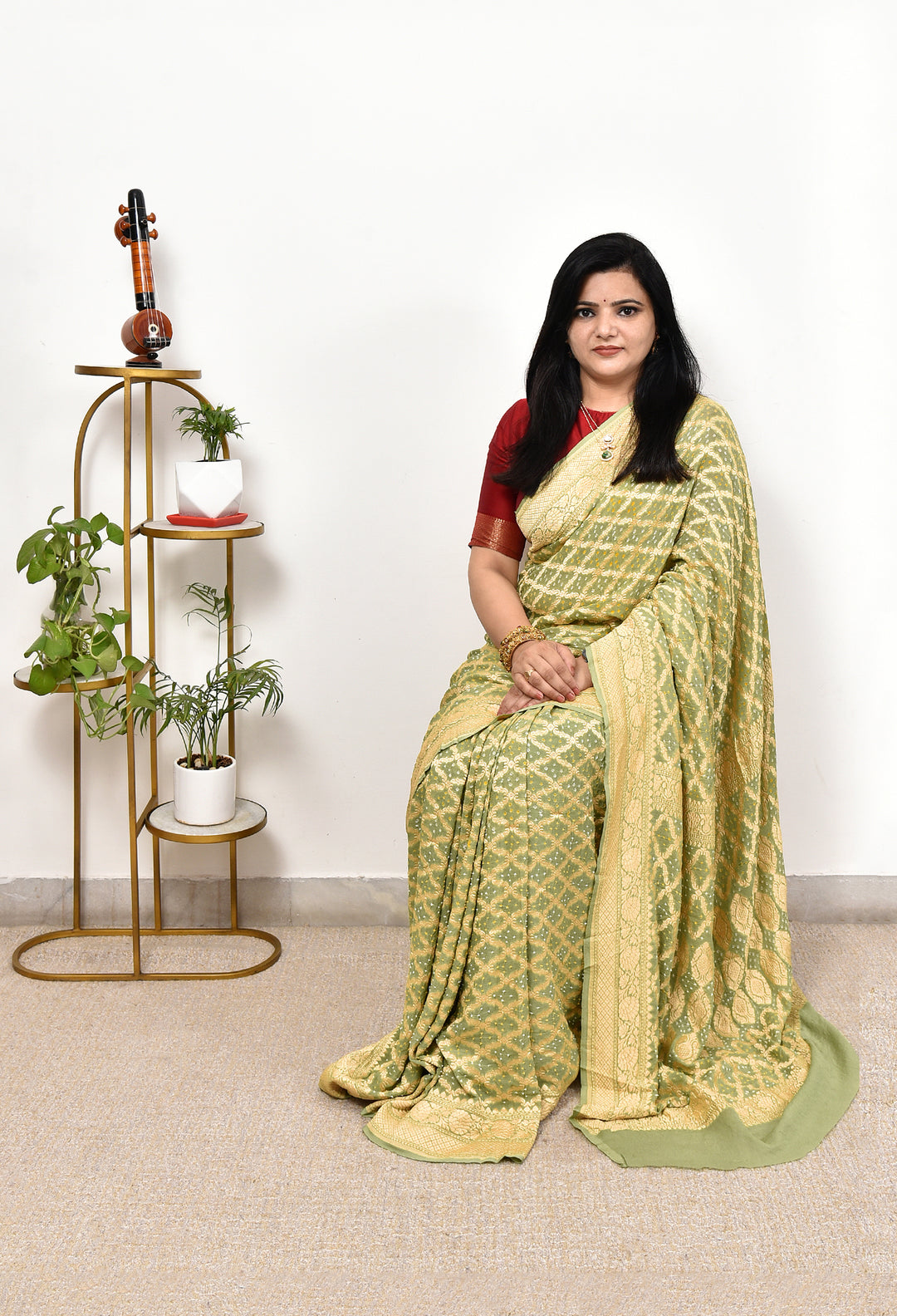SHIPRA : GEORGETTE JANGLA JAAL RAI BANDHEJ SAREE