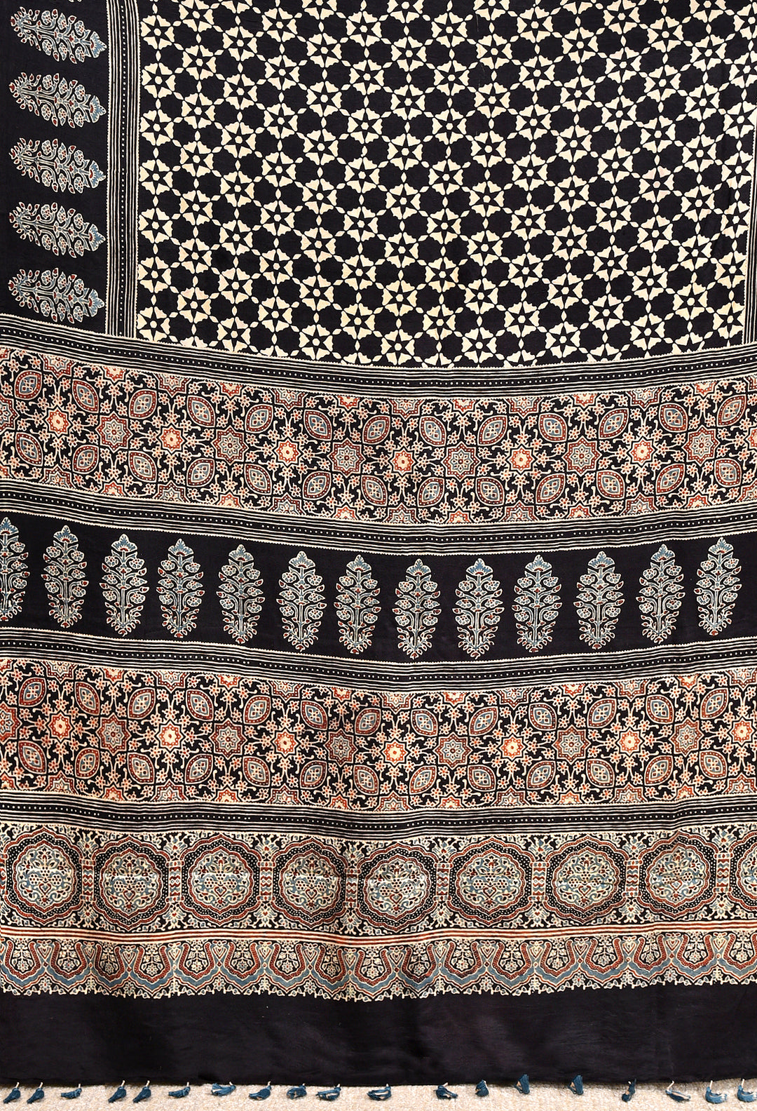 TRIPTA : AJRAKH HANDBLOCK PURE GAJJI SILK SAREE