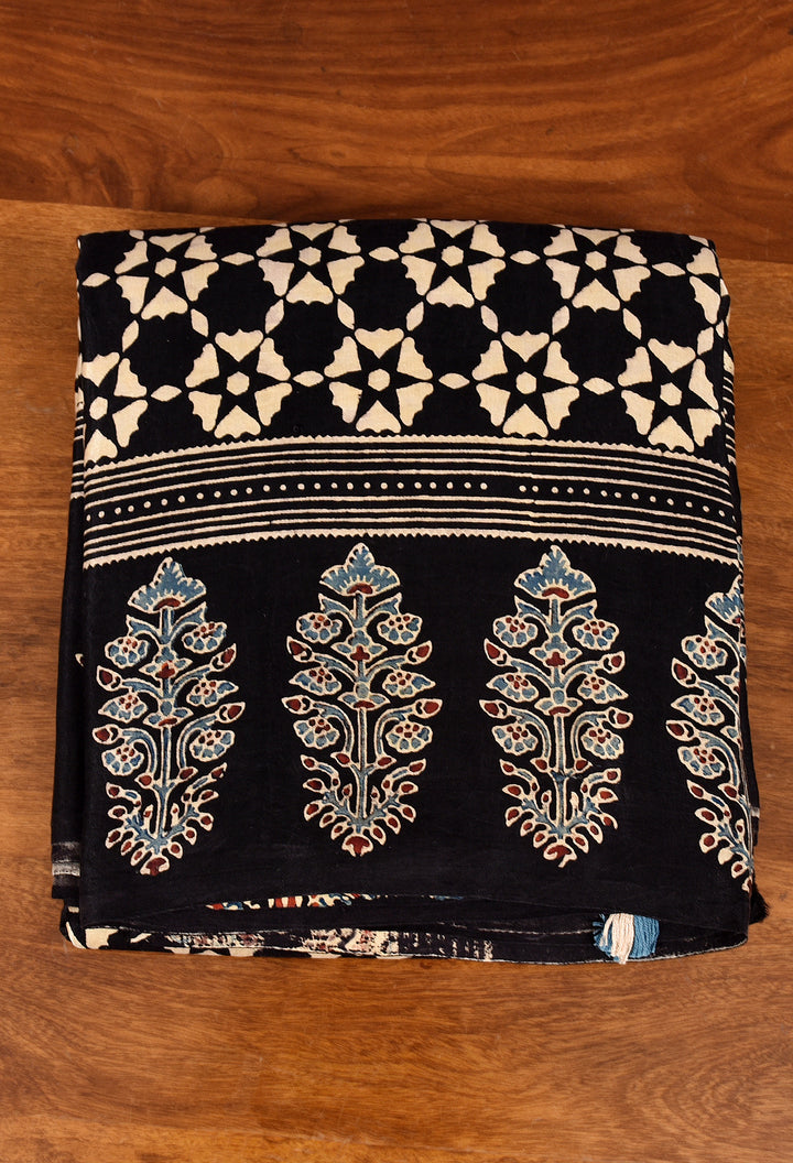 TRIPTA : AJRAKH HANDBLOCK PURE GAJJI SILK SAREE