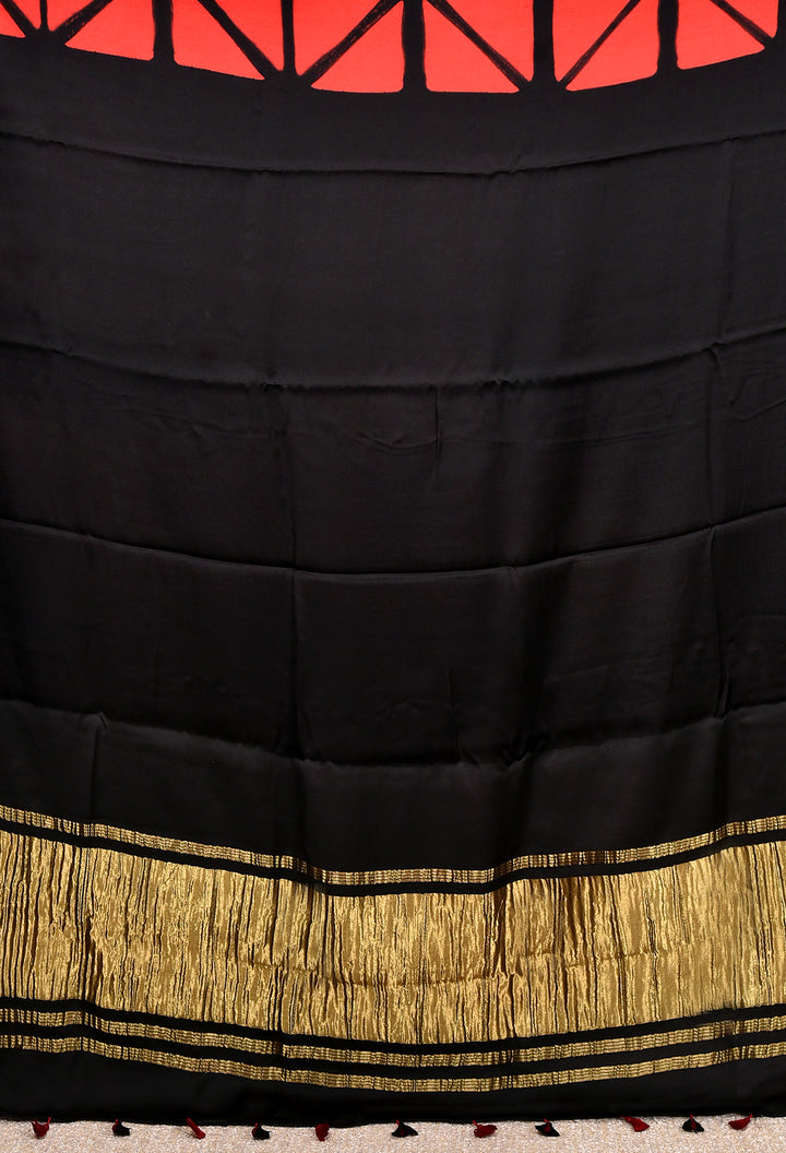 ROSANA : HANDMADE CLAMP DYED MODAL SILK SAREE WITH TISSUE PALLU