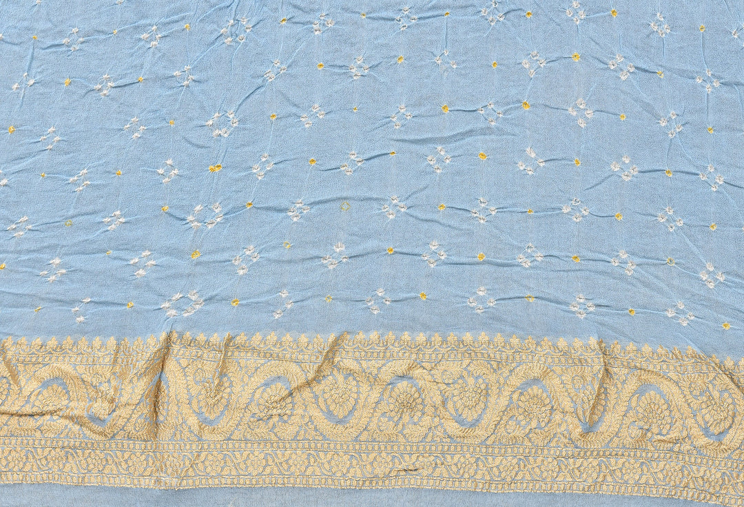 GAAYA  : GEORGETTE JANGLA JAAL RAI BANDHEJ SAREE