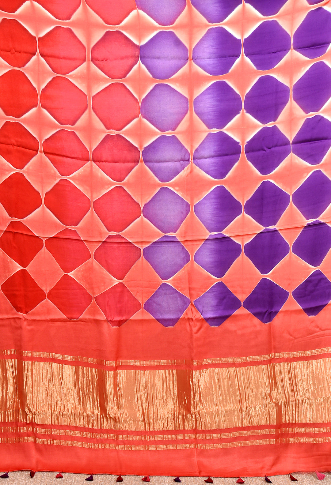HASIBA : HANDMADE CLAMP DYED MODAL SILK SAREE WITH TISSUE PALLU
